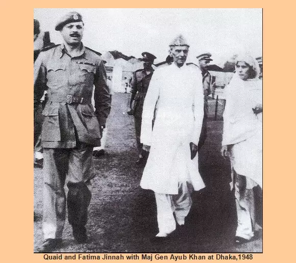 Photos-of-Quaid-e-Azam-Muhammad-Ali-Jinnah-Quaid-and-Fatima-Jinnah-with-Maj-Gen-Ayub-Khan-at-Dhaka1948-Pics-Photos-of-Quaid-e-Azam